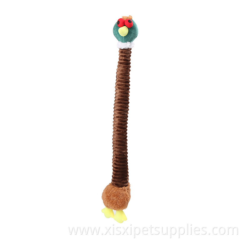 Bite resistant long shape squeaky dog plush toy chew for pet bottom tennis ball inside